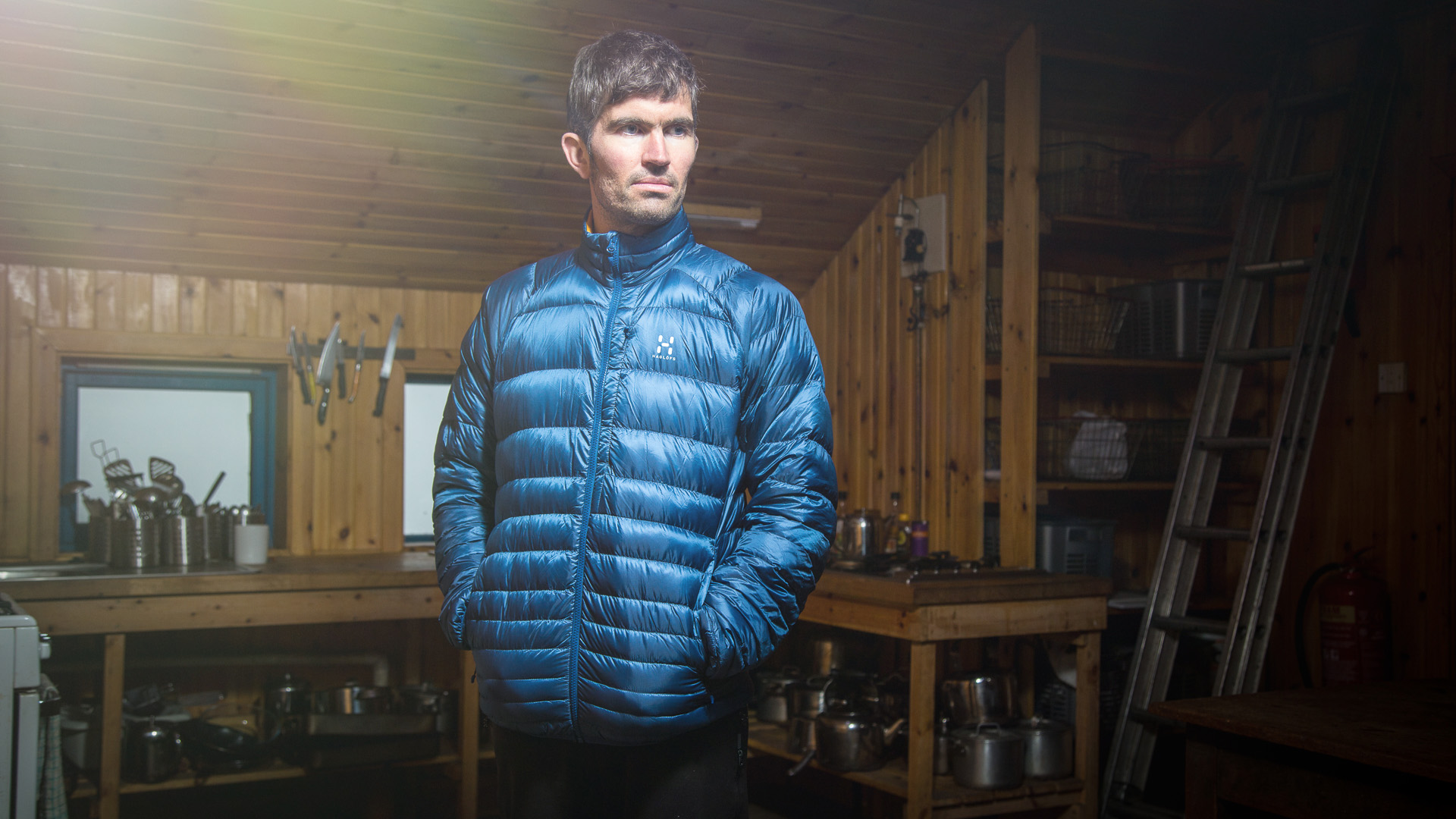 Haglöfs Essens III Down Jacket in the CIC hut on Ben Nevis