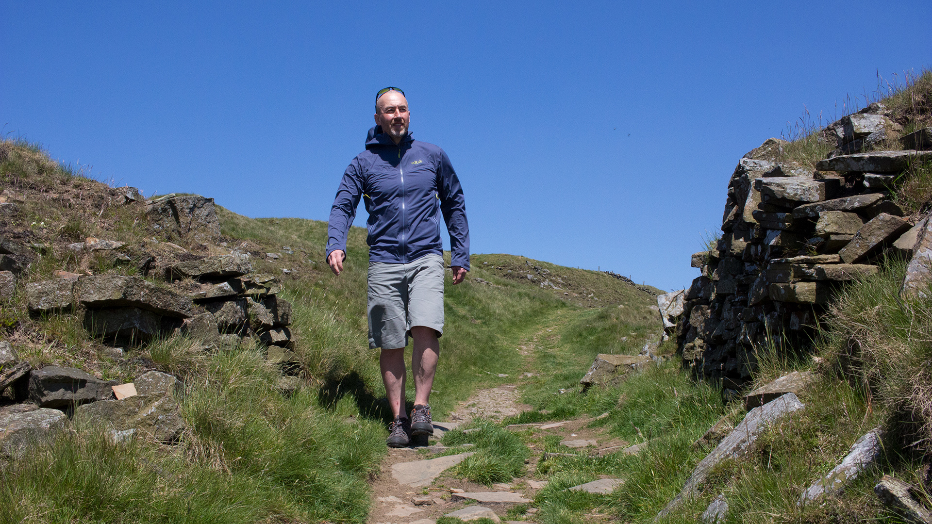 Rab Kinetic Plus jacket in the Peak District hills