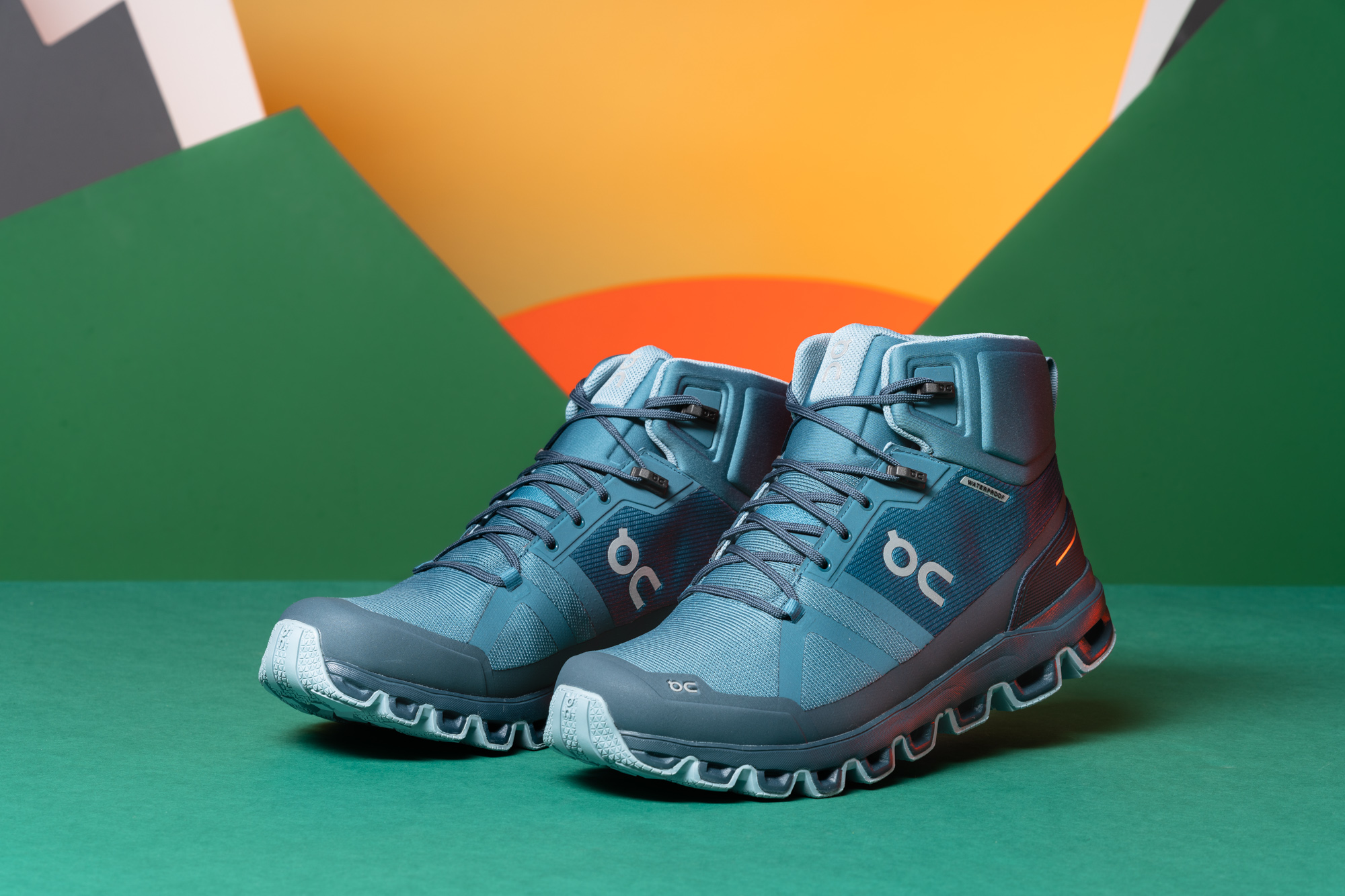On Cloud Cloudrock Waterproof boots being tested in wet weather conditions